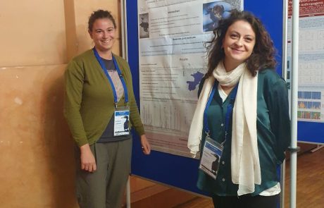 Francesca Festa and Stefania Leopardi showcasing OneBAT poster